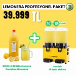 Lemonera Profesyonel Paket (3) 2 Koli Premium Donuk Limonata + Samixir 10+ 10 Lt Twin Makina