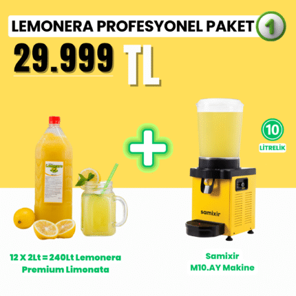 Lemonera Profesyonel Paket (1) - 2 Koli Premium Donuk Limonata + Samixir 10 Lt Tekli Makina